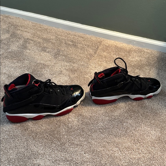 Jordan Retro 6 Rings High-Top Sneakers in Black, Red, White - Picture 3 of 5